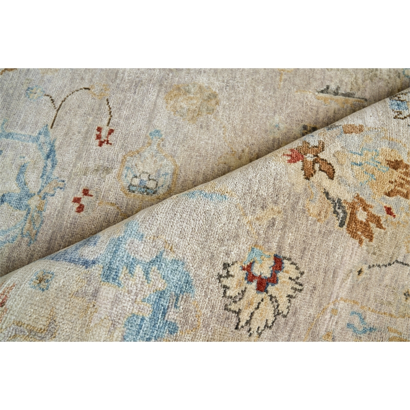 Essex Hand-Knotted New Zealand Wool Tan/Blue/Rust 8'x10' Area Rug