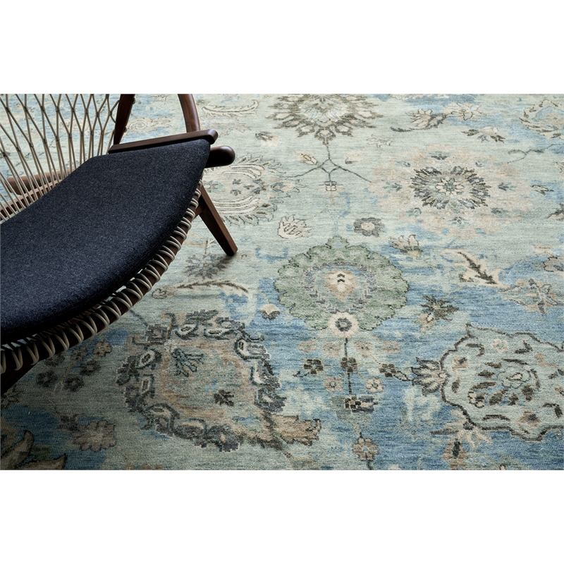 Essex Hand-Knotted New Zealand Wool Ivory/Light Blue/Multi 10'x14' Area Rug