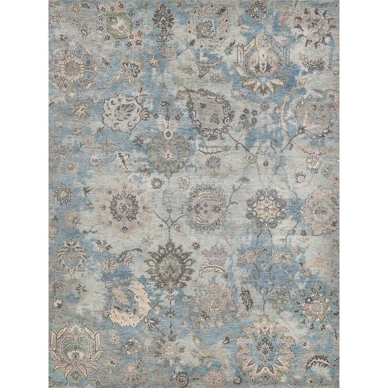 Essex Hand-Knotted New Zealand Wool Ivory/Light Blue/Multi 10'x14' Area Rug