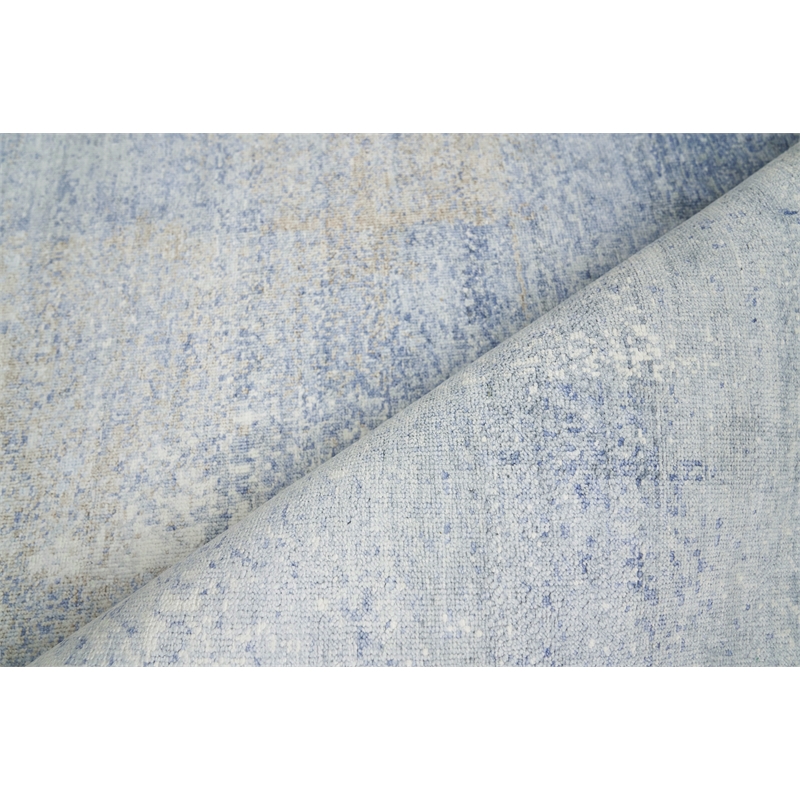 Fine Pure Silk Hand-Knotted Silk Blue/Brown 12'x15' Area Rug