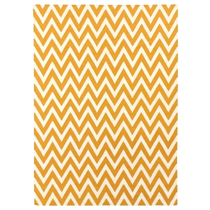 Flatweave Flatweave New Zealand Wool Light Orange/White 5'x8' Area Rug