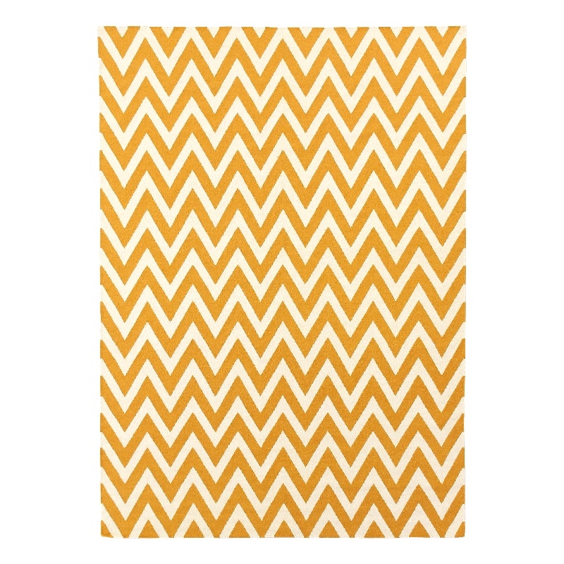 Flatweave Flatweave New Zealand Wool Light Orange/White 5'x8' Area Rug