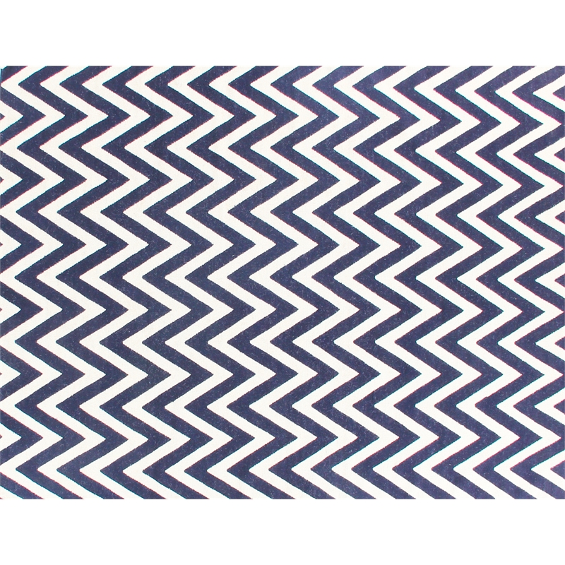 Flatweave Flatweave New Zealand Wool Navy/White 12'x15' Area Rug