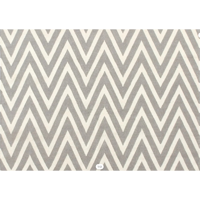 Flatweave Flatweave New Zealand Wool Silver/White 5'x8' Area Rug