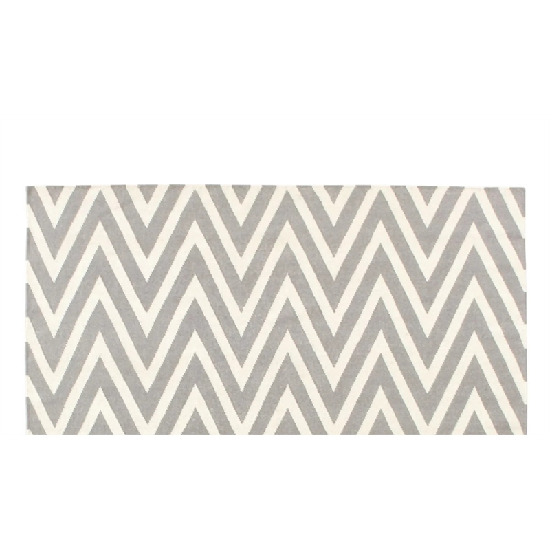 Flatweave Flatweave New Zealand Wool Silver/White 5'x8' Area Rug