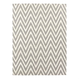 Flatweave Flatweave New Zealand Wool Silver/White 5'x8' Area Rug