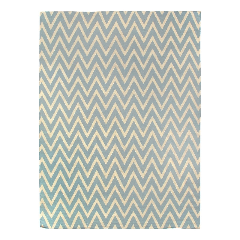 Flatweave Flatweave New Zealand Wool Turquoise/White 9'6