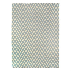 Flatweave Flatweave New Zealand Wool Turquoise/White 9'6&quotx13'6&quot Area Rug