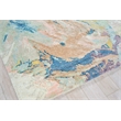 Floor Art Hand-Knotted Bamboo Silk Ivory/Gold/Blue 4'x6' Area Rug