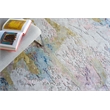 Floor Art Hand-Knotted Bamboo Silk Ivory/Gold/Blue 4'x6' Area Rug