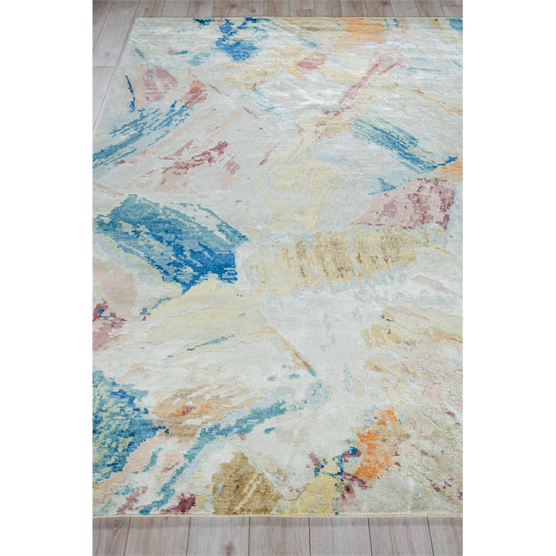 Floor Art Hand-Knotted Bamboo Silk Silver/Blush 4'x6' Area Rug
