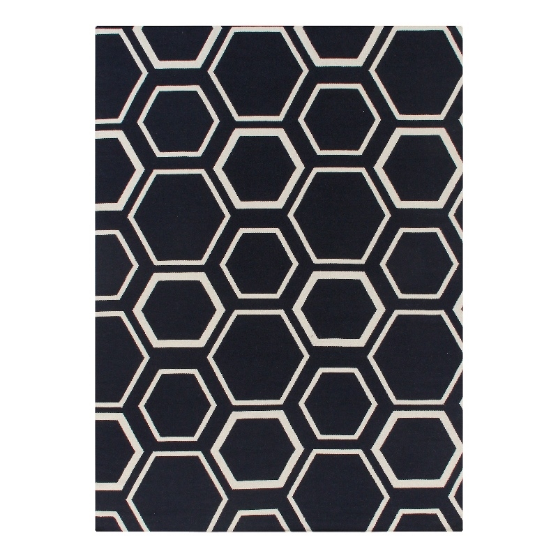 Flatweave Flatweave New Zealand Wool Navy/White 10'x14' Area Rug