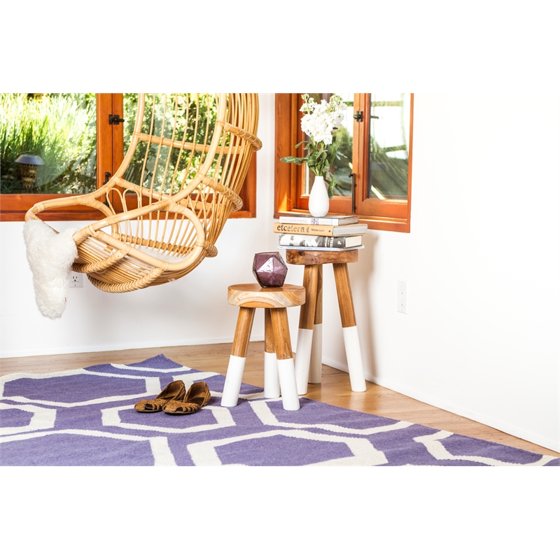 Flatweave Flatweave New Zealand Wool Purple/White 5'x8' Area Rug