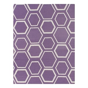 Flatweave Flatweave New Zealand Wool Purple/White 5'x8' Area Rug