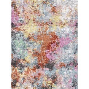 Floor Art Hand-Knotted Bamboo Silk Purple/Rust 9'x12' Area Rug