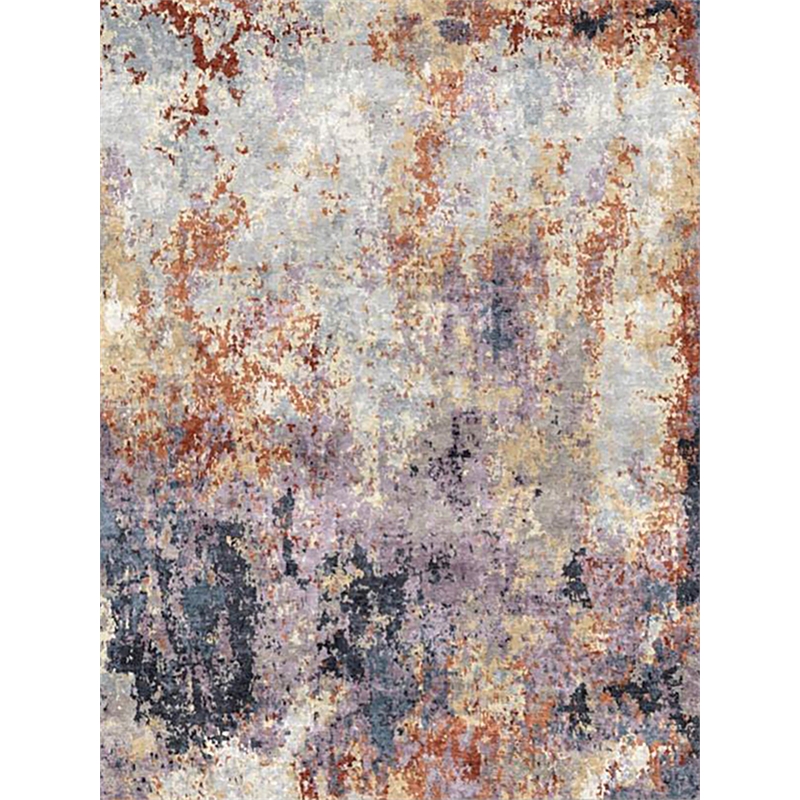 Floor Art Hand-Knotted Bamboo Silk Rust/Purple 10'x14' Area Rug