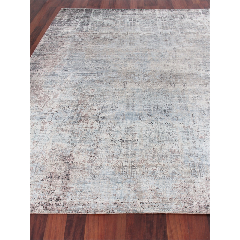 Fine Pure Silk Hand-Knotted Silk Ivory/Dark Gray/Multi 12'x15' Area Rug