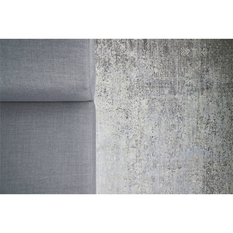 Fine Pure Silk Hand-Knotted Silk Ivory/Dark Gray/Multi 12'x15' Area Rug