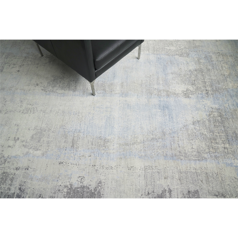 Fine Pure Silk Hand-Knotted Silk Ivory/Dark Gray/Multi 12'x15' Area Rug