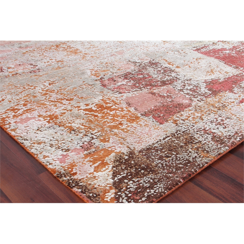 Fine Pure Silk Hand-Knotted Silk Beige/Orange/Gold 8'x10' Area Rug