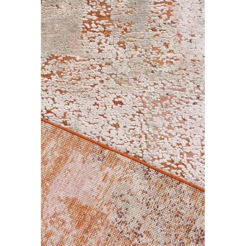 Fine Pure Silk Hand-Knotted Silk Beige/Orange/Gold 8'x10' Area Rug