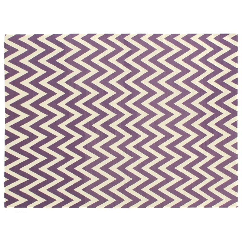 Flatweave Flatweave New Zealand Wool Light Purple/White 5'x8' Area Rug