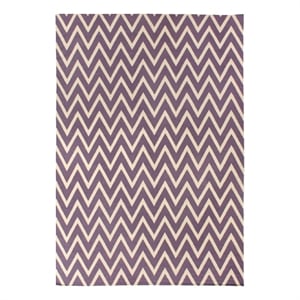 Flatweave Flatweave New Zealand Wool Purple/White 12'x15' Area Rug