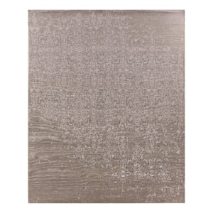 Fine Bamboo Hand-Knotted Bamboo Silk Light Silver 9'x12' Area Rug