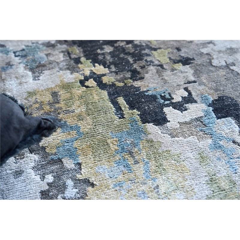 Floor Art Hand-Knotted Bamboo Silk Silver/Gray/Coffee 6'x9' Area Rug