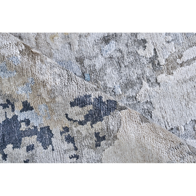 Floor Art Hand-Knotted Bamboo Silk Silver/Gray/Coffee 9'x12' Area Rug