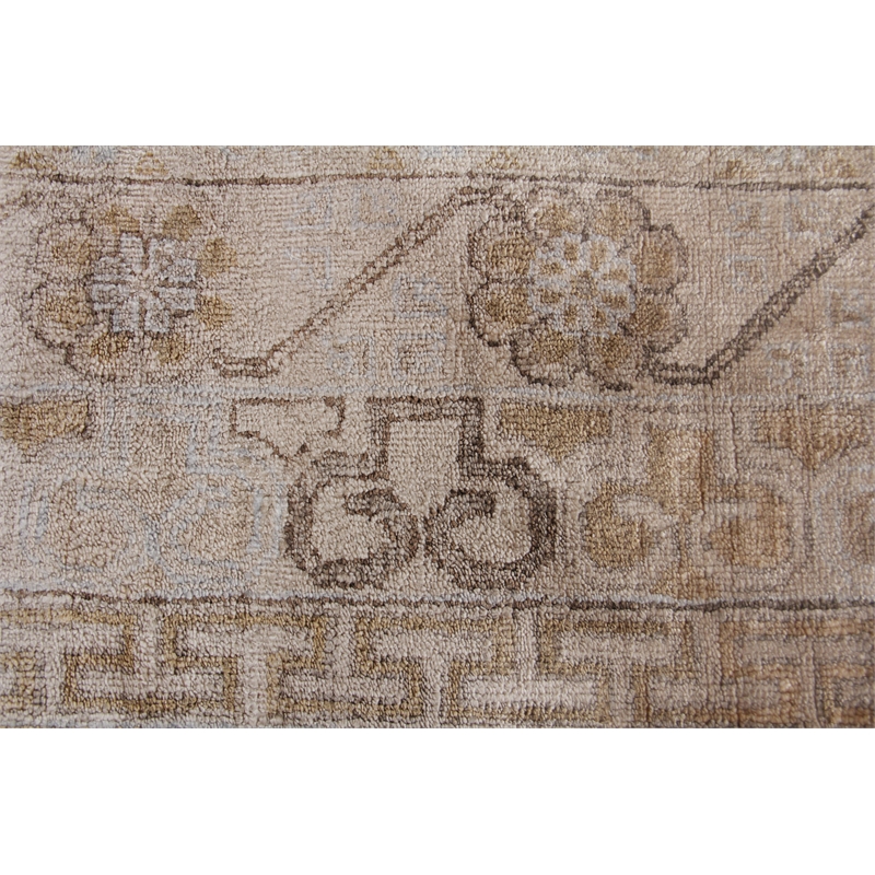 Fine Khotan Hand-Knotted Bamboo Silk Camel/Ivory 9'x12' Area Rug