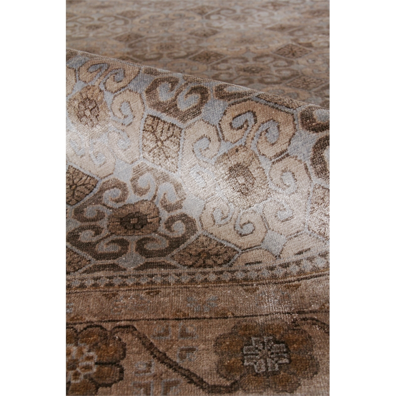 Fine Khotan Hand-Knotted Bamboo Silk Camel/Ivory 9'x12' Area Rug