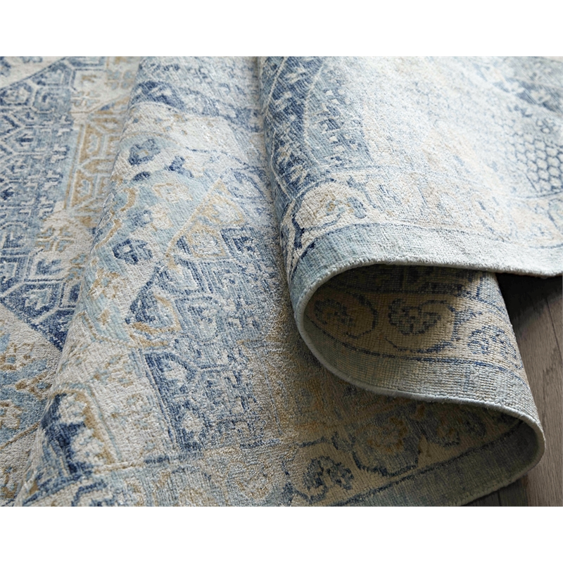 Fine Mamluk Hand-Knotted Bamboo Silk Blue 12'x15' Area Rug