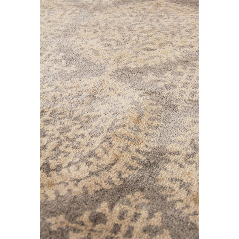 Fine Wool Hand-Knotted New Zealand Wool Silver/Gray 6'x9' Area Rug
