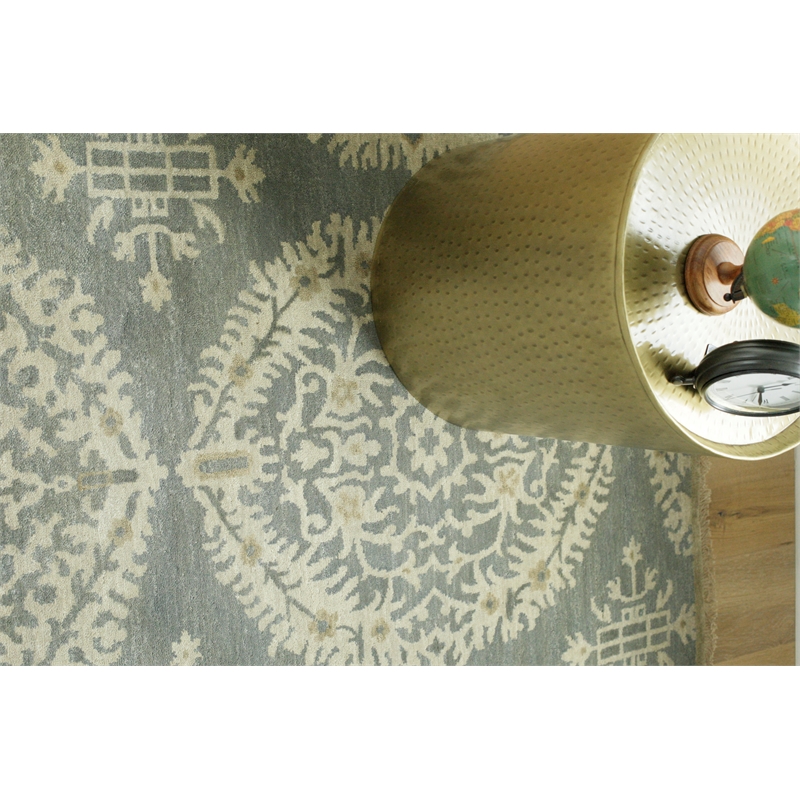Fine Wool Hand-Knotted New Zealand Wool Silver/Gray 6'x9' Area Rug