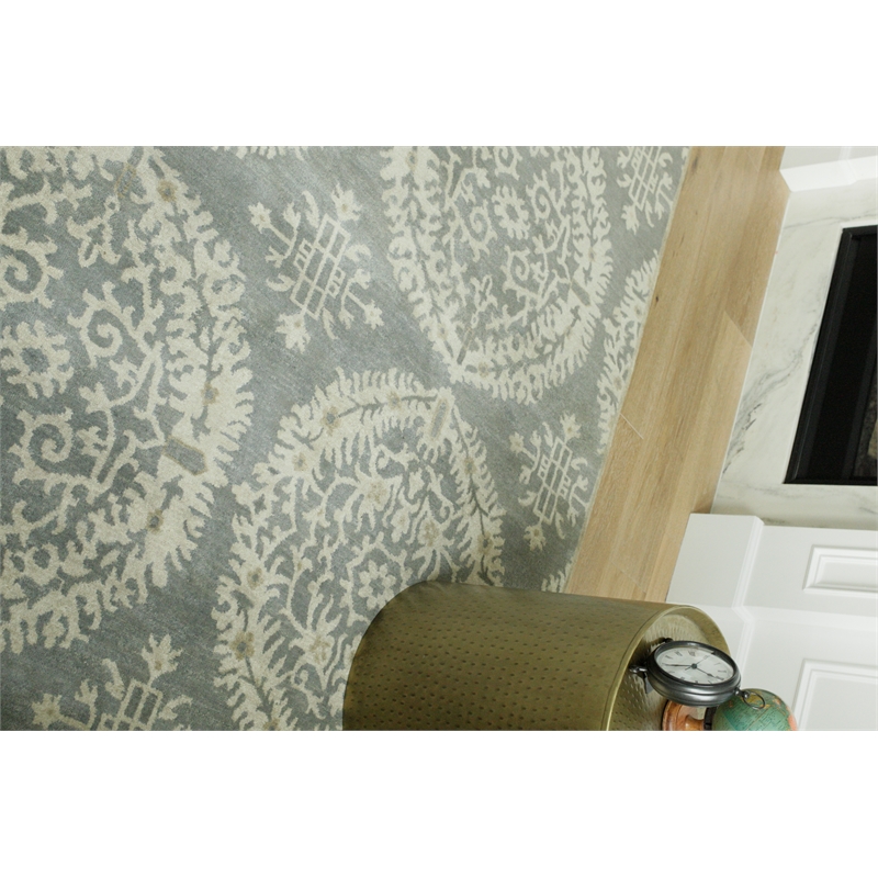Fine Wool Hand-Knotted New Zealand Wool Silver/Gray 6'x9' Area Rug