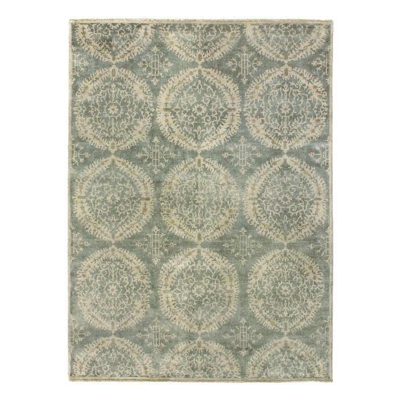 Fine Wool Hand-Knotted New Zealand Wool Silver/Gray 6'x9' Area Rug