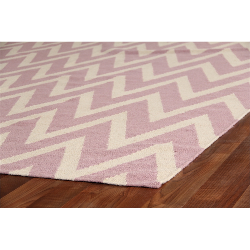 Flatweave Flatweave New Zealand Wool Pink/White 12'x15' Area Rug