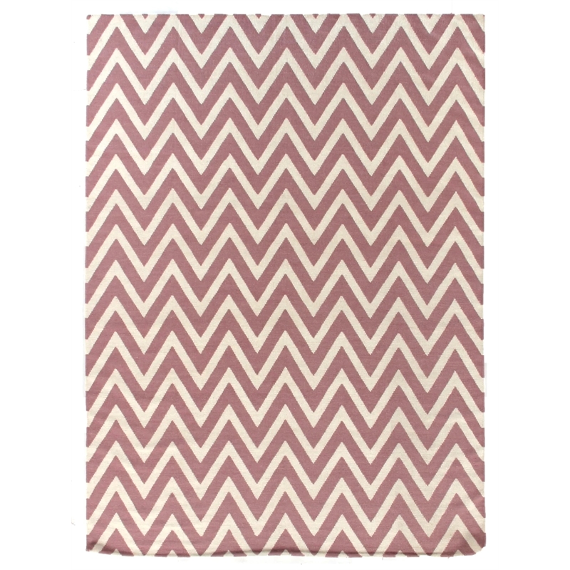 Flatweave Flatweave New Zealand Wool Pink/White 5'x8' Area Rug