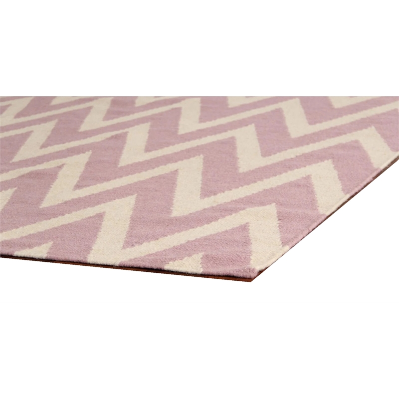 Flatweave Flatweave New Zealand Wool Pink/White 5'x8' Area Rug