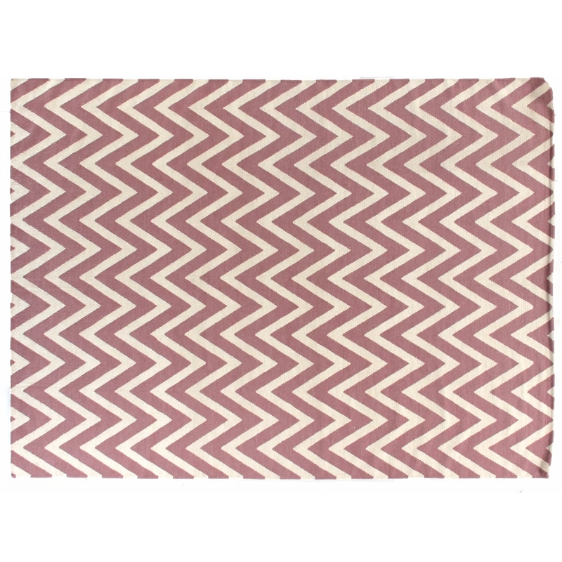 Flatweave Flatweave New Zealand Wool Pink/White 5'x8' Area Rug
