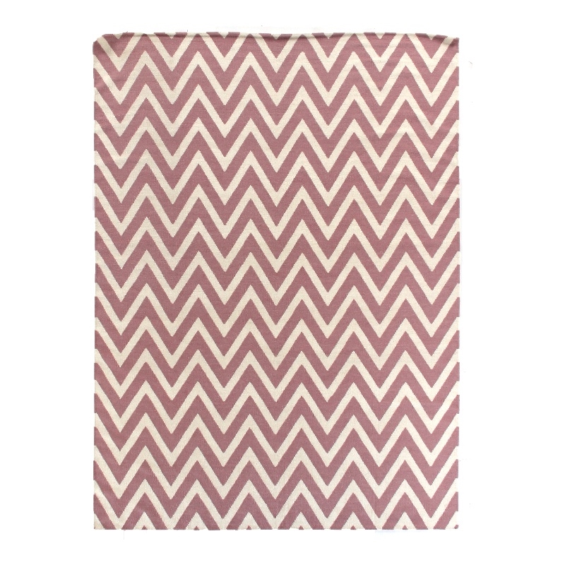 Flatweave Flatweave New Zealand Wool Pink/White 5'x8' Area Rug