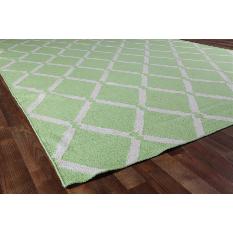Flatweave Flatweave New Zealand Wool Mint 5'x8' Area Rug