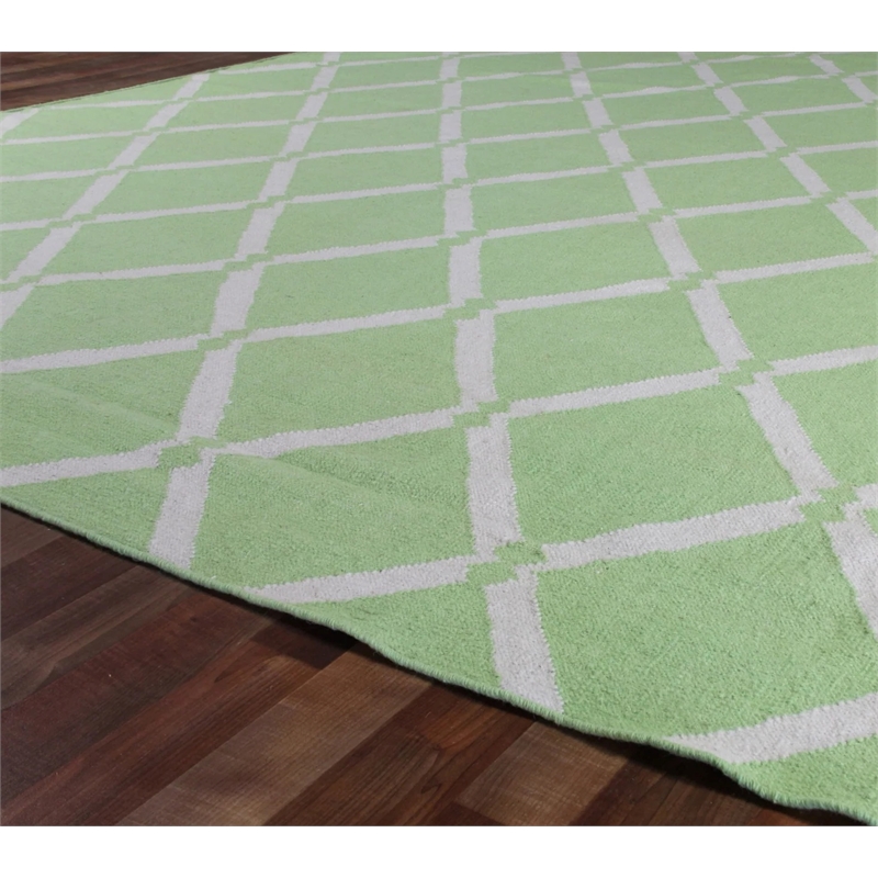 Flatweave Flatweave New Zealand Wool Mint 5'x8' Area Rug