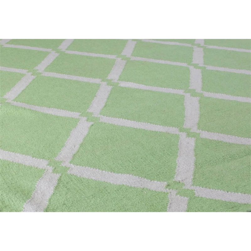 Flatweave Flatweave New Zealand Wool Mint 5'x8' Area Rug