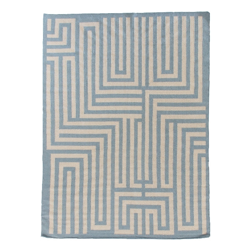 Flatweave Flatweave New Zealand Wool Light Blue 5'x8' Area Rug