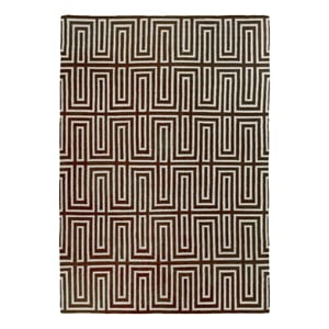 Flatweave Flatweave New Zealand Wool Brown 9'6&quotx13'6&quot Area Rug