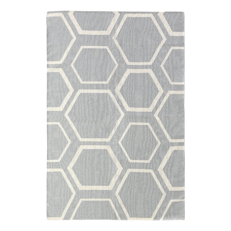 Flatweave Flatweave New Zealand Wool Light Blue 5'x8' Area Rug
