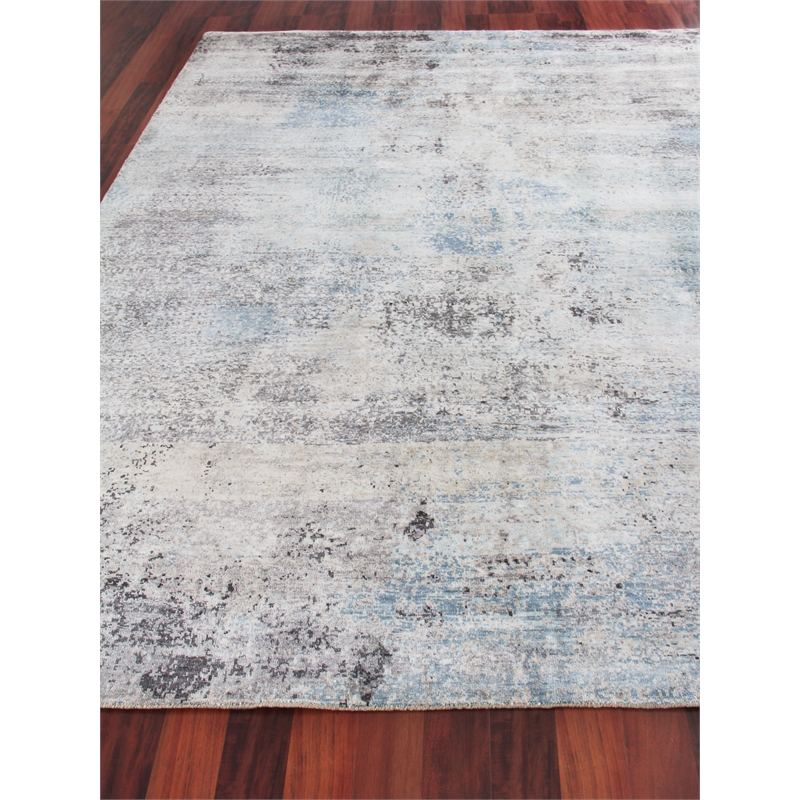 Fine Pure Silk Hand-Knotted Silk Ivory/Dark Gray/Multi 10'x14' Area Rug