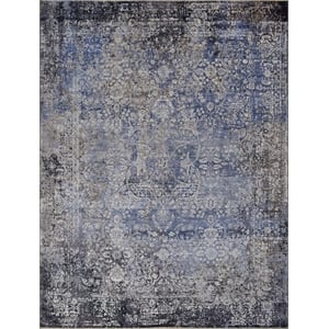 Fine Pure Silk Hand-Knotted Silk Gray/Blue 8'x10' Area Rug